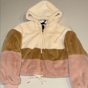 Colorblock Fuzzy Hoodie